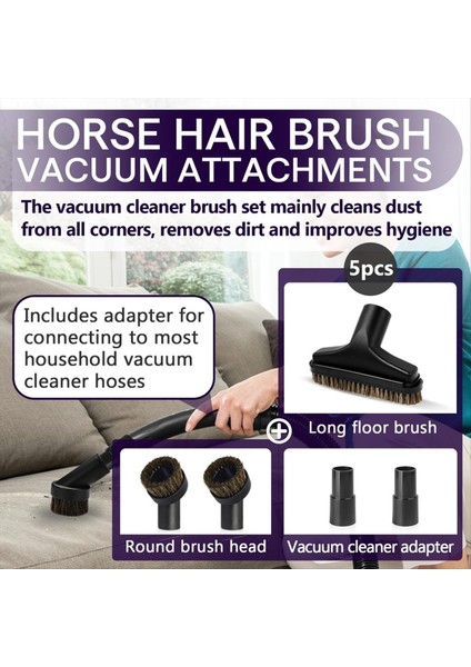 At Kılı Fırçası Vakum Ataşmanı Seti - Yuvarlak Vakum Ataşmanları - Yer Fırçası Ataşmanı - 1 1/4 Inç Adaptör Dahil (Yurt Dışından) fiyatları