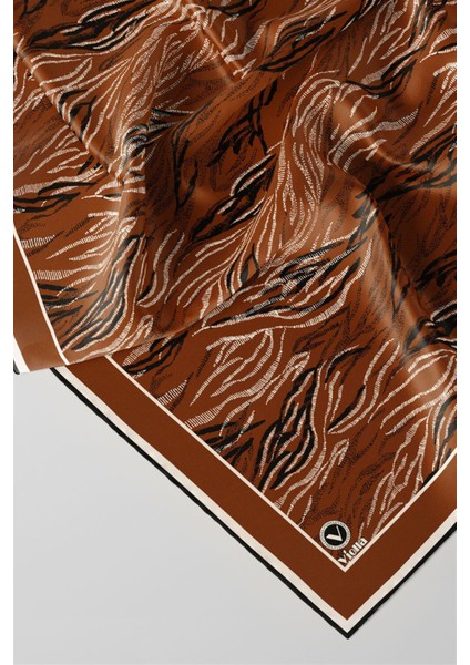 Twill Soyut Çizgi Desenli Taba Renkli 90X90 Eşarp (Ipek Içermez) Kenar Dikiş Şekli El Dikişli fiyatları