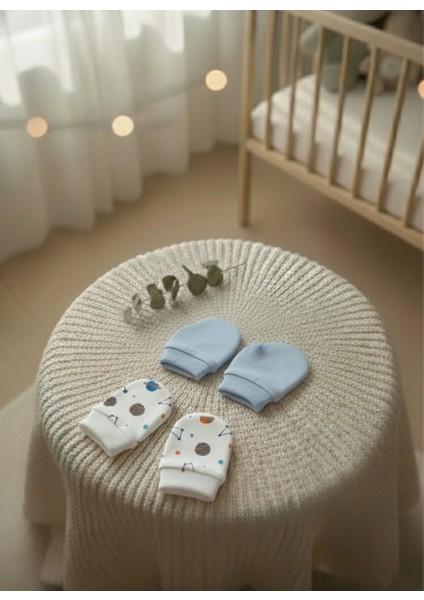 %100 Pamuklu 2'li Eldiven Seti - Mavi / Gezegenler fırsatları