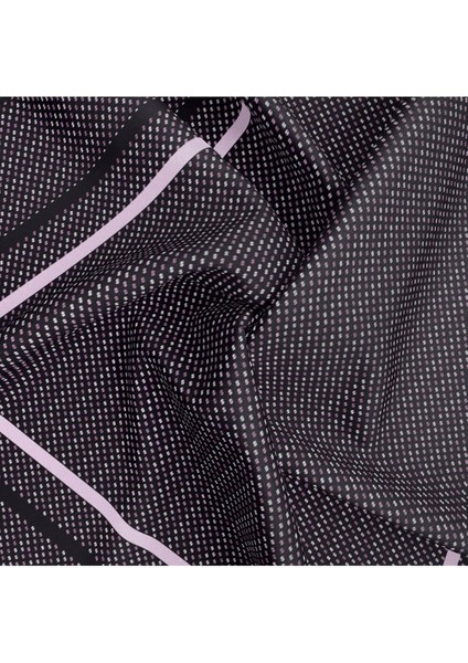 %100 Twill Ipek Minik Motif Desenli Siyah - Lila Renkli 90X90 Eşarp Dikim Şekli : El Dikişi indirimleri