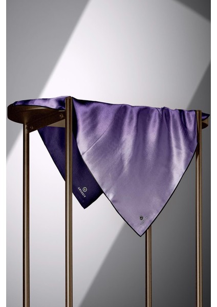 %100 Twill Ipek Degrade Desenli Mor Renkli 90X90 Eşarp Dikim Şekli : El Dikişi modelleri