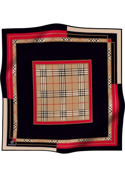 %100 Twill Ipek Ekose Desenli Kırmızı Renkli 90X90 Eşarp Dikim Şekli : El Dikişi fiyatları