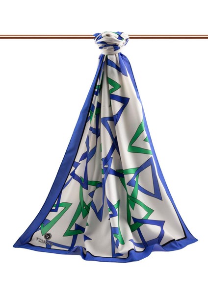 Lüks Medine Ipeği Geometrik Desenli Saks Renkli 75X195 Kırışmaz Şal Moss Krep Dikiş Tipi Italyan Dikişli fiyatları