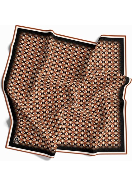 Twill Çıtır Desenli Taba Renkli 90X90 Eşarp (Ipek Içermez) Kenar Dikiş Şekli El Dikişli