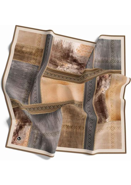 Twill Dokulu ve Geometrik Desenli Gri Renkli 90X90 Eşarp (Ipek Içermez) Dikim Şekli : El Dikişi fiyatları