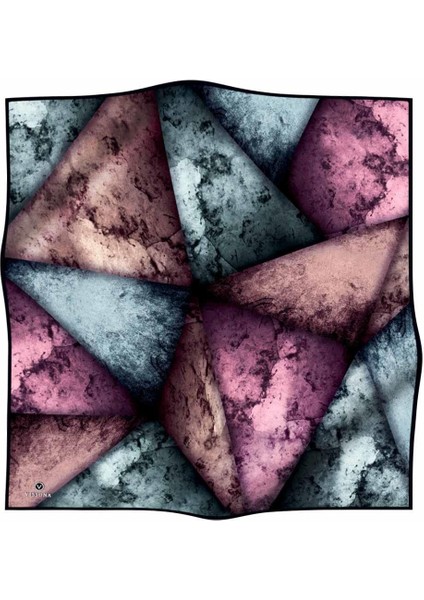 %100 Twill Ipek Dokulu ve Geometrik Desenli Mint Yeşili - Lila Renkli 90X90 Eşarp Dikim Şekli : El Dikişi fiyatları