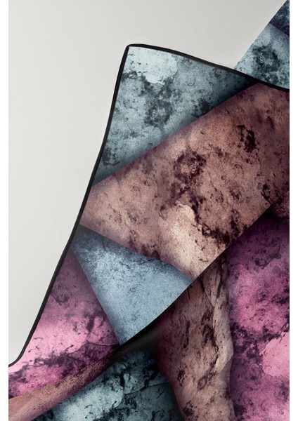 %100 Twill Ipek Dokulu ve Geometrik Desenli Mint Yeşili - Lila Renkli 90X90 Eşarp Dikim Şekli : El Dikişi fırsatları