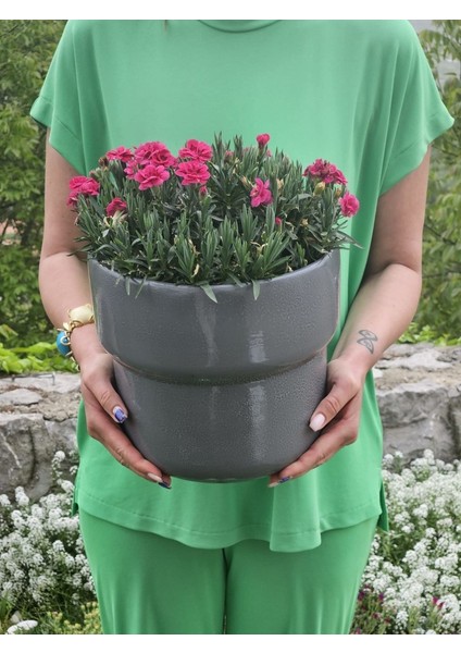 Altı Delikli Dev Boy Antrasit Seramik Saksı modelleri