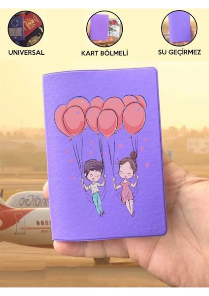Tüm Ülke Pasaportlarına Uyumlu Masum Aşk Mor Vinleks Pasaport Kılıfı Kabı fırsatları