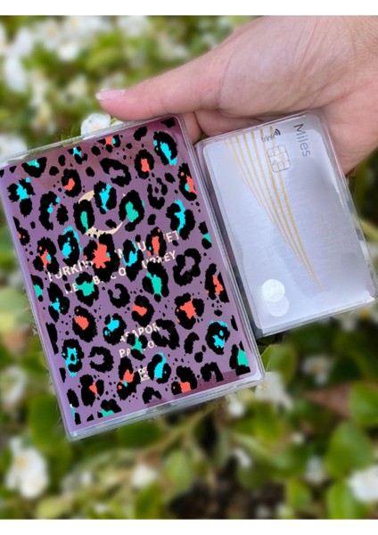 Leopar Desenli Universal Şeffaf Pasaport Kılıfı Model Tüm Ülke Pasaportlarına Uygun