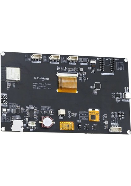 Crowpanel Advance Siyah 7" Hmı – ESP32-S3 Arduino Destekli Aı Destekli Programlanabilir IPS Dokunmatik Ekran (800X480) – Kılıfsız modelleri