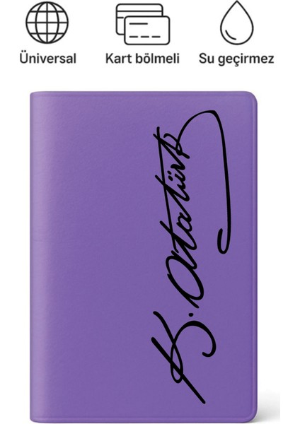 Pasaport Kılıfı Pasaportluk Desenli Pasaport Kabı Su Geçirmez Atatürk