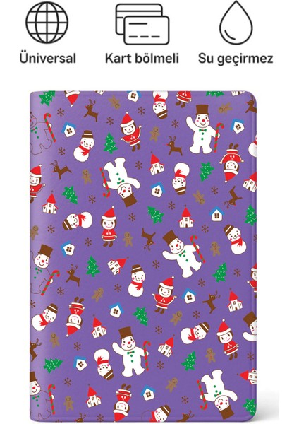 Pasaport Kılıfı Pasaportluk Desenli Pasaport Kabı Su Geçirmez Kar Tatili