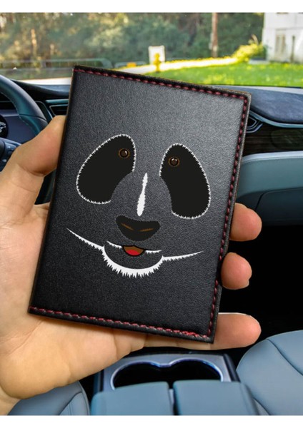 Ruhsat Kılıfı Deri Dikişli Desenli Oto Araba Motor Ruhsat Kabı Kılıfı Tatliş Panda
