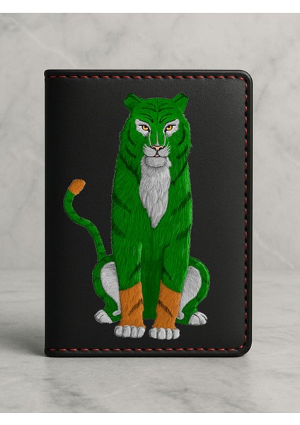 Ruhsat Koruyucu Baskılı Kart Bölmeli Siyah Vinlex Deri Ruhsat Kabı Kılıfı Celtic Tiger