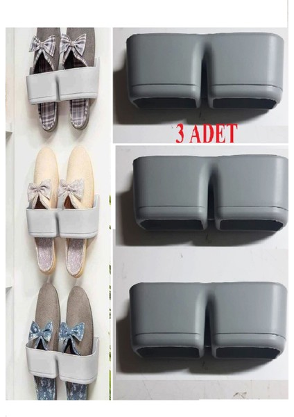 3 Adet Banyo Terlik Tutucu - Kapı Arkası Pratik Raf - Terlik Tutucu