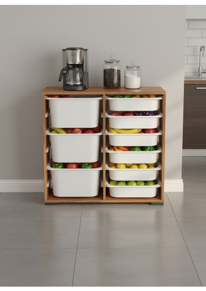 Carla 9 Sepetli Çok Amaçlı Mutfak Dolabı Tropik Ceviz fiyatları