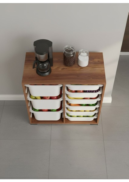 Carla 9 Sepetli Çok Amaçlı Mutfak Dolabı Tropik Ceviz modelleri