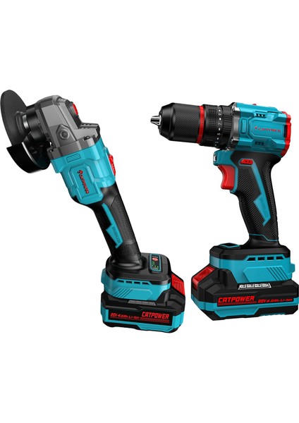 1030 Kömürsüz Li-Ion Akülü 2'li Kombo Set Matkap ve Avuç Taşlama 20V 4.0AH+2.0AH