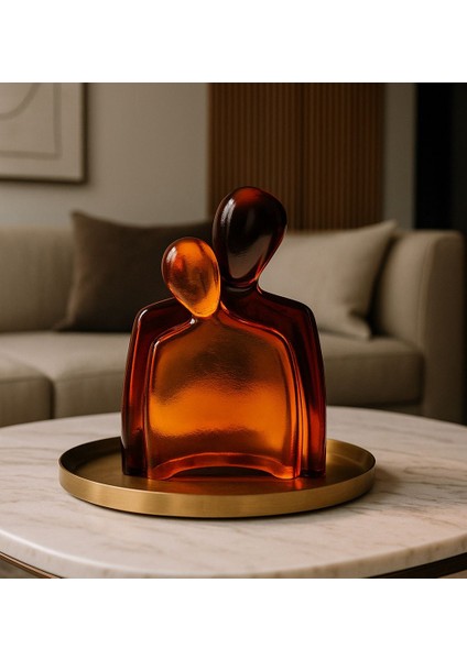 Dekoratif 2'li Soyut Sevgili Epoksi - Turuncu fiyatları