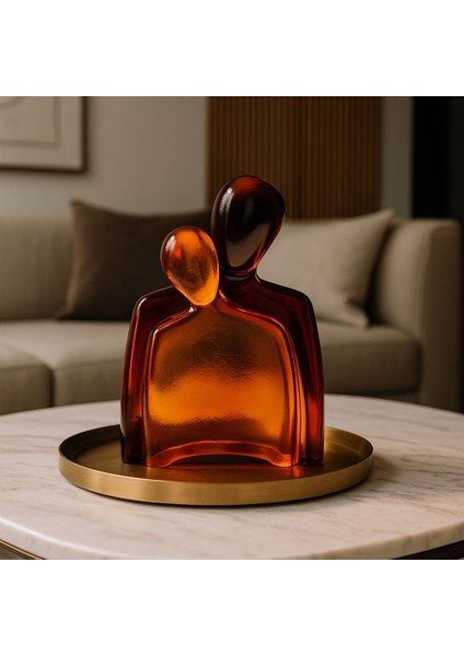 Dekoratif 2'li Soyut Sevgili Epoksi - Turuncu modelleri