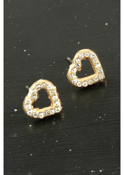 Kalp Taşlı Minik Küpe