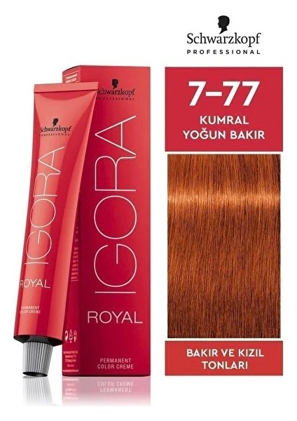 Royal Saç Boyası 7-77 Kumral Yoğun Bakır 60 Ml