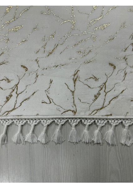 Bambu Yıkanabilir Kaymaz Oturma Odası Salon Mutfak Antre Çocuk Odası Halısı Beyaz Gold Simli Bambu fiyatları