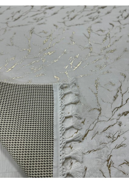 Bambu Yıkanabilir Kaymaz Oturma Odası Salon Mutfak Antre Çocuk Odası Halısı Beyaz Gold Simli Bambu modelleri