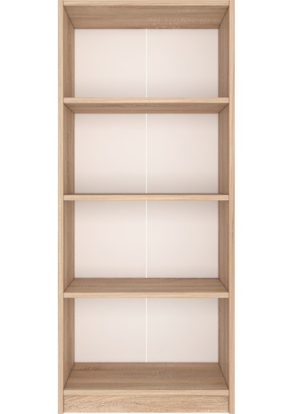 Modern Çok Renkli Kitaplık – Minimalist 4 Raflı Depolama Ünitesi (Beyaz / Sonomo / Atlantik Çam)