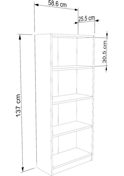 Modern Çok Renkli Kitaplık – Minimalist 4 Raflı Depolama Ünitesi (Beyaz / Sonomo / Atlantik Çam)