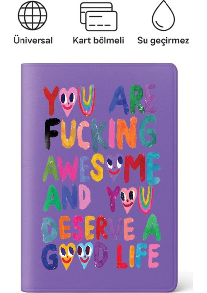 Pasaport Kılıfı Pasaportluk Desenli Pasaport Kabı Su Geçirmez Good Life