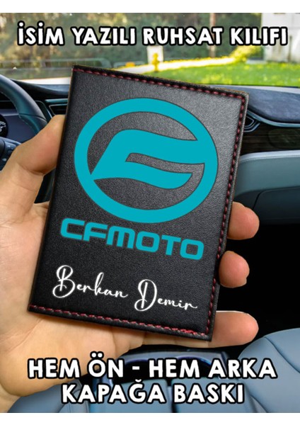 Cf Moto Ön Arka Baskılı Oto Araç Ruhsat Kabı Kartlık Deri Isim Yazılı Kişiye Özel Cüzdan