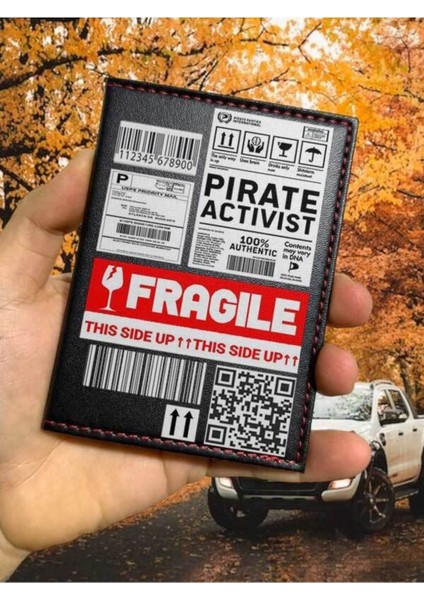 Activist Desenli Ruhsat Kabı Logolu Oto Ruhsat Kılıfı Vinleks Deri Dikişli Araç Ruhsat Koruyucu