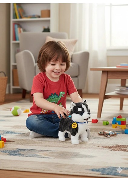 Uzaktan Kumandalı Sesli Müzikli Havlayan Yürüyen Ses Tekrar Etme Özellikli 30 cm Peluş Köpek