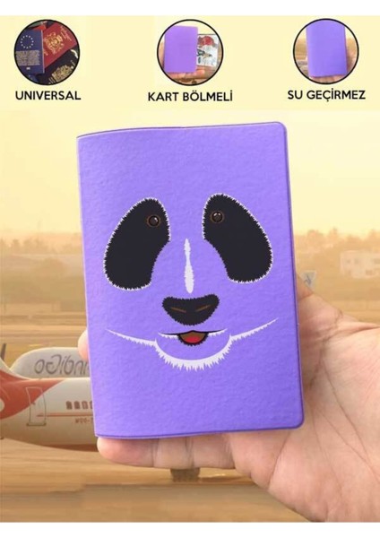Tüm Ülke Pasaportlarına Uyumlu Tatlı Panda Mor Vinleks Pasaport Kılıfı Kabı indirimleri