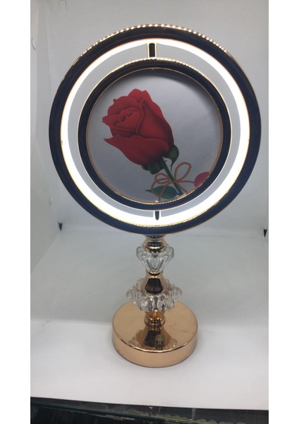 USB Şarjlı Kristal Ayaklı Gold Yuvarlak Masaüstü Makyaj ve 3 Renk Işık Masa Aynası fiyatları