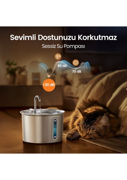 CleanSteel Premium Hijyen Seti – Paslanmaz Çelik Kedi Tuvaleti + Zaman Ayarlı Otomatik İkili Mama Kabı + 2L Su Pınarı