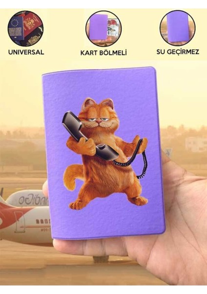 Tüm Ülke Pasaportlarına Uyumlu Garfield Mor Vinleks Pasaport Kılıfı Kabı indirimleri