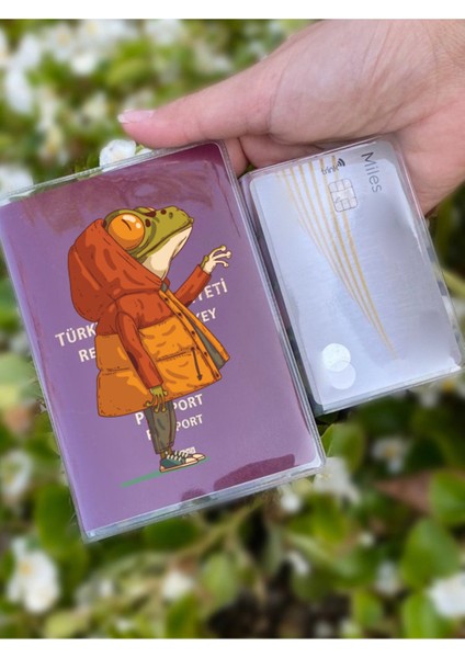 Ikonik Kurbağa Desenli Universal Şeffaf Pasaport Kılıfı Model Tüm Ülke Pasaportlarına Uygun
