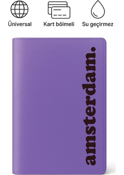 Pasaport Kılıfı Pasaportluk Desenli Pasaport Kabı Su Geçirmez Amsterdam