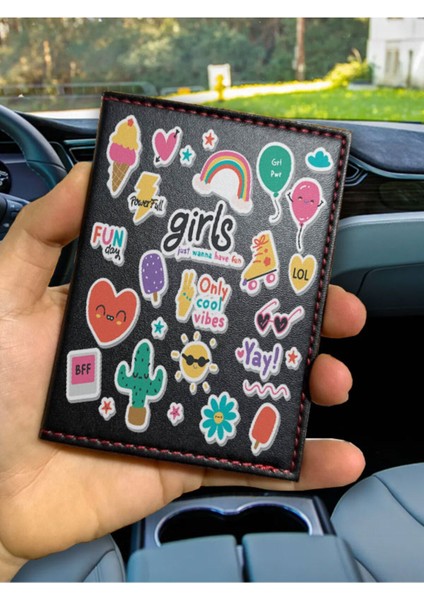 Ruhsat Kılıfı Deri Dikişli Desenli Oto Araba Motor Ruhsat Kabı Kılıfı Funday