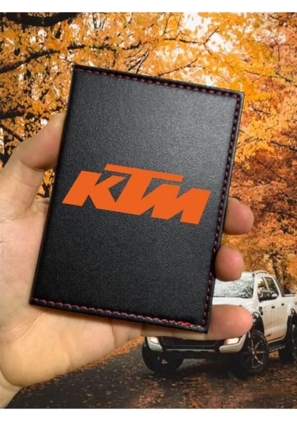 Ktm Ruhsat Kabı Logolu Motorsiklet Utv Atv Racing Ruhsat Kılıfı Deri Koruyucu