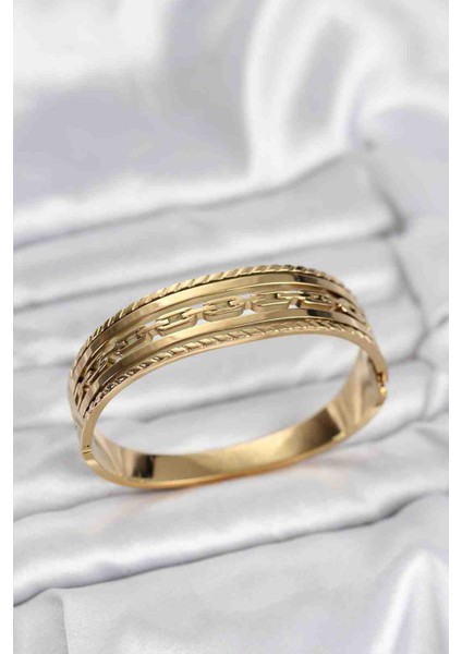 316L Çelik Gold Renk Vintage Model Kadın Kelepçe Bileklik