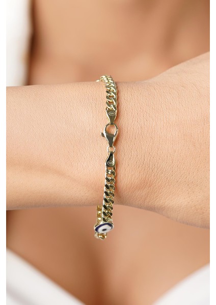 14 Ayar Altın 3'lü Lacivert Çekik Göz Gurmet Zincir Bileklik indirimleri