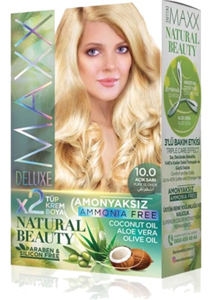 2 Paket Natural Beauty Amonyaksız Saç Boyası 10.0 Açık Sarı fırsatları