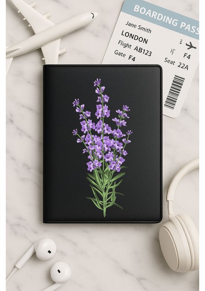 Tüm Ülke Pasaportları Için Siyah Vinleks Deri Pasaport Kılıfı Kabı Lavanta