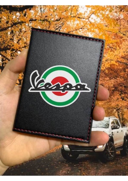 Vespa Ruhsat Kabı Logolu Motorsiklet Utv Atv Racing Ruhsat Kılıfı Deri Koruyucu