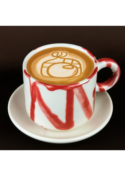 El Yapımı Seramik Fincan & Tabak – Kırmızı Desenli, El Boyaması, 200ML indirimleri