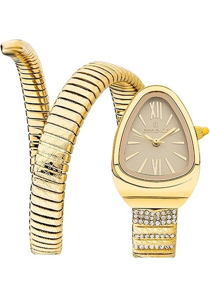 D1147.110 Kadın Kol Saati | 32 mm Yılan Formlu Kasa, Altın Renkli Spiral Kordon